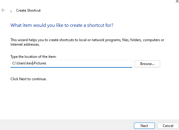 Create shortcut windows 11