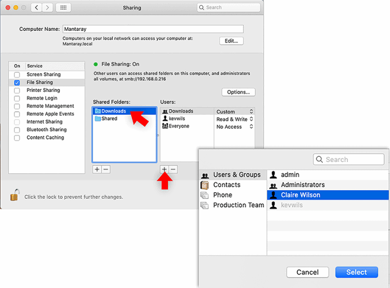 Sharing Folders in MacOS