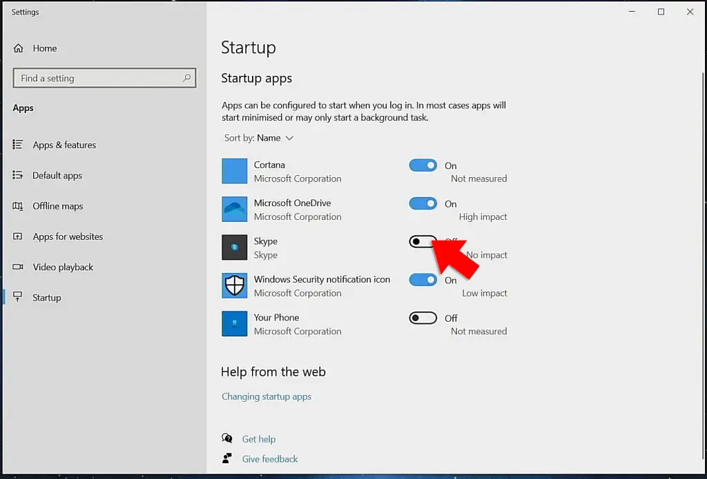 Enable or disable windows 10 start up apps.