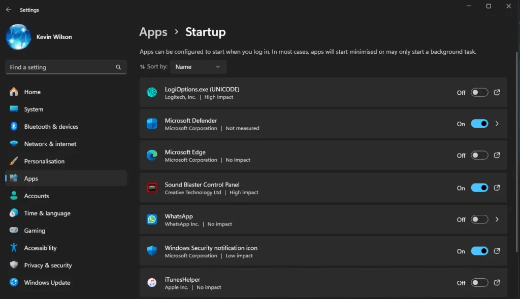 enable or disable start up apps in windows 11 settings app