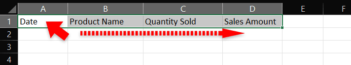 select heading cells in excel
