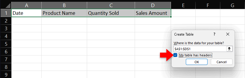 Convert cells to table