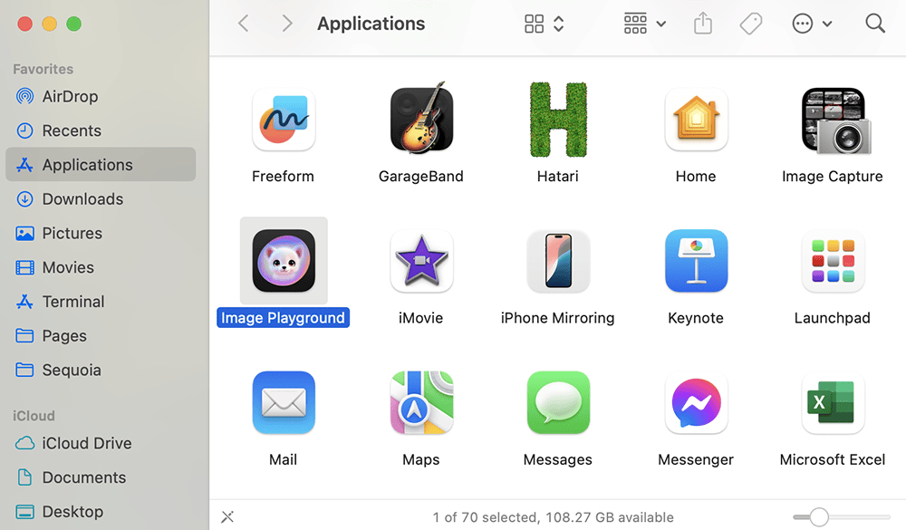 Image Playground in Finder