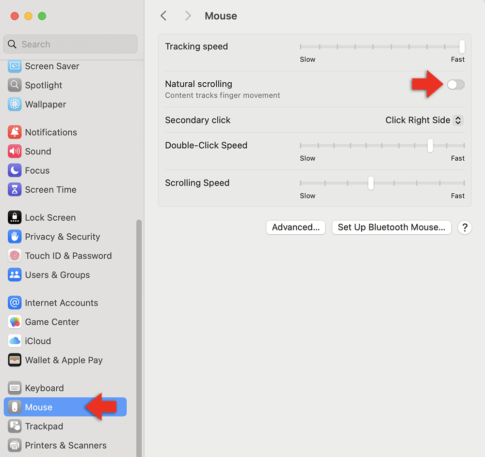 MacOS Mouse Scroll Direction