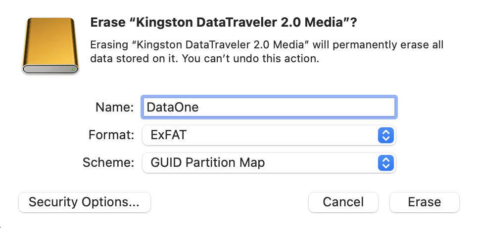 Erase drive in disk utility on macos