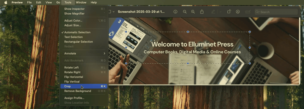 Crop image in preview app on mac