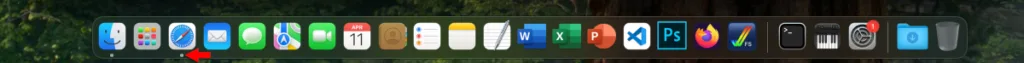 dot under app icon on dock indicating app is still running on macos