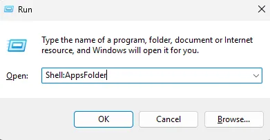 open apps folder in windows 11